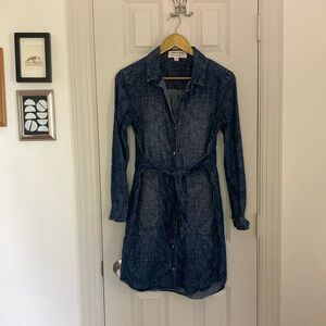 Anthropologie Cloth & Stone Chambray Tie-Front Shirtdress